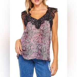 Lace Snake Print Camisole Tank Top Size small